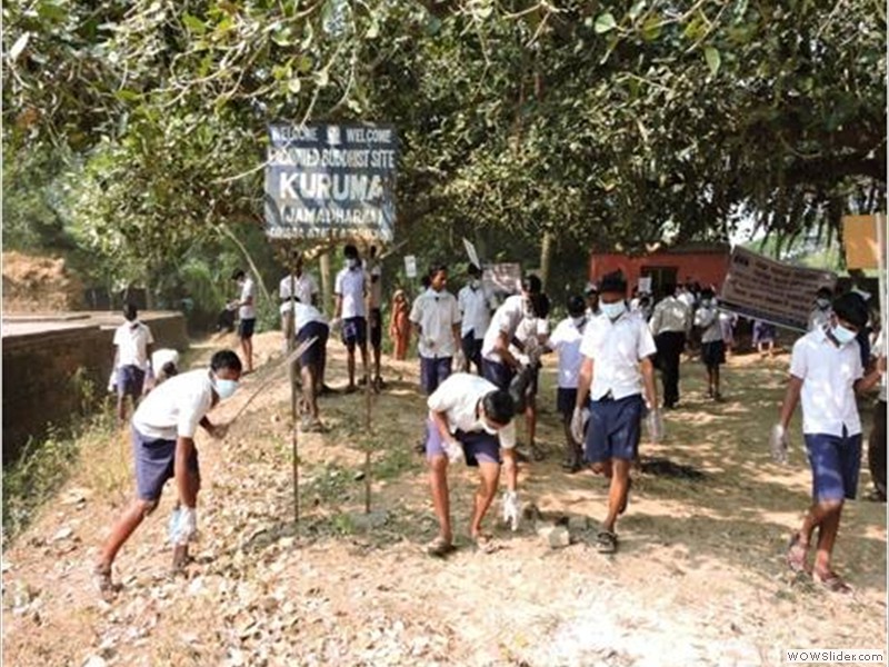 SWACHH BHARAT MISSION AT BUDHA VIHAR HIGH SCHOOL & AT KURUMA, STATE PROTECTED BUDDHIST SITE ON 23.12.14 BY ARCHAEOLOGICAL MUSEUM ,KONARK, A.S.I.